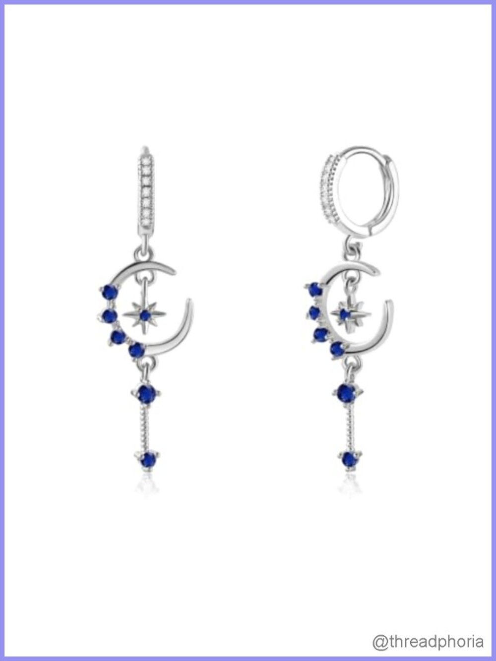 Witchy Moon and Star Drop Earrings with Cubic Zirconia